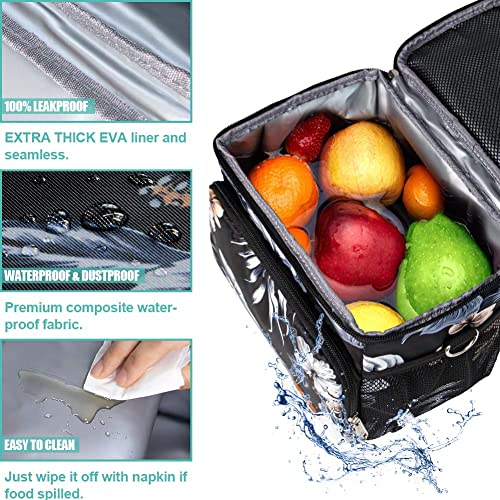 Tiblue Insulated Lunch Bag For Women/Men - Reusable Lunch Box For Office Work School Picnic Beach - Leakproof Freezable Bag With Adjustable Shoulder Strap For Kids/Adult(Medium, Flirtatious Hibiscus) #TOP5