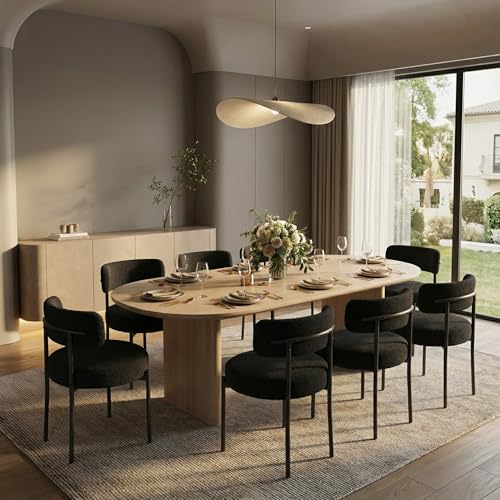 YU YUSING Lot de 8 Chaises de Salle à Manger Bouclettes Rembourrées en Tissu Teddy Ultra-épais, Chaises de Cuisine Salon Confortable Scandinaves, Design...