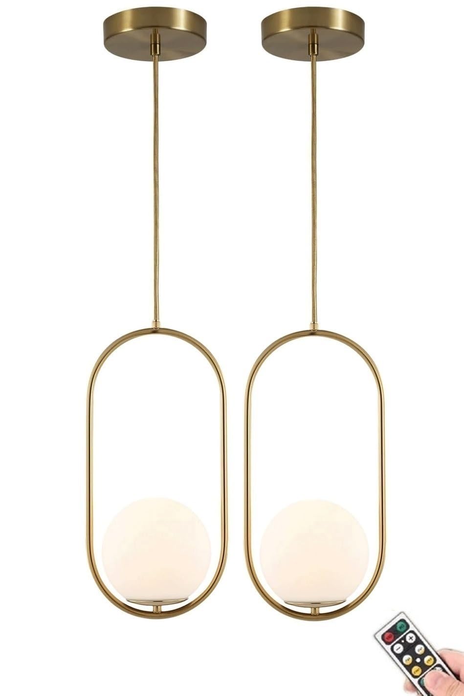 FZQSXAZU Dimmable Battery Operated Pendant Light - Stylish Wireless Globe Chandelier for Kitchen Dining Room Living Bedroom Modern Rechargeable Lighting Fixture