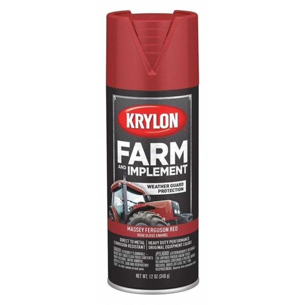 Krylon Spray Paint, Massey Ferguson Red, High-Gloss, Solvent, 12 oz K01939008-1 Each