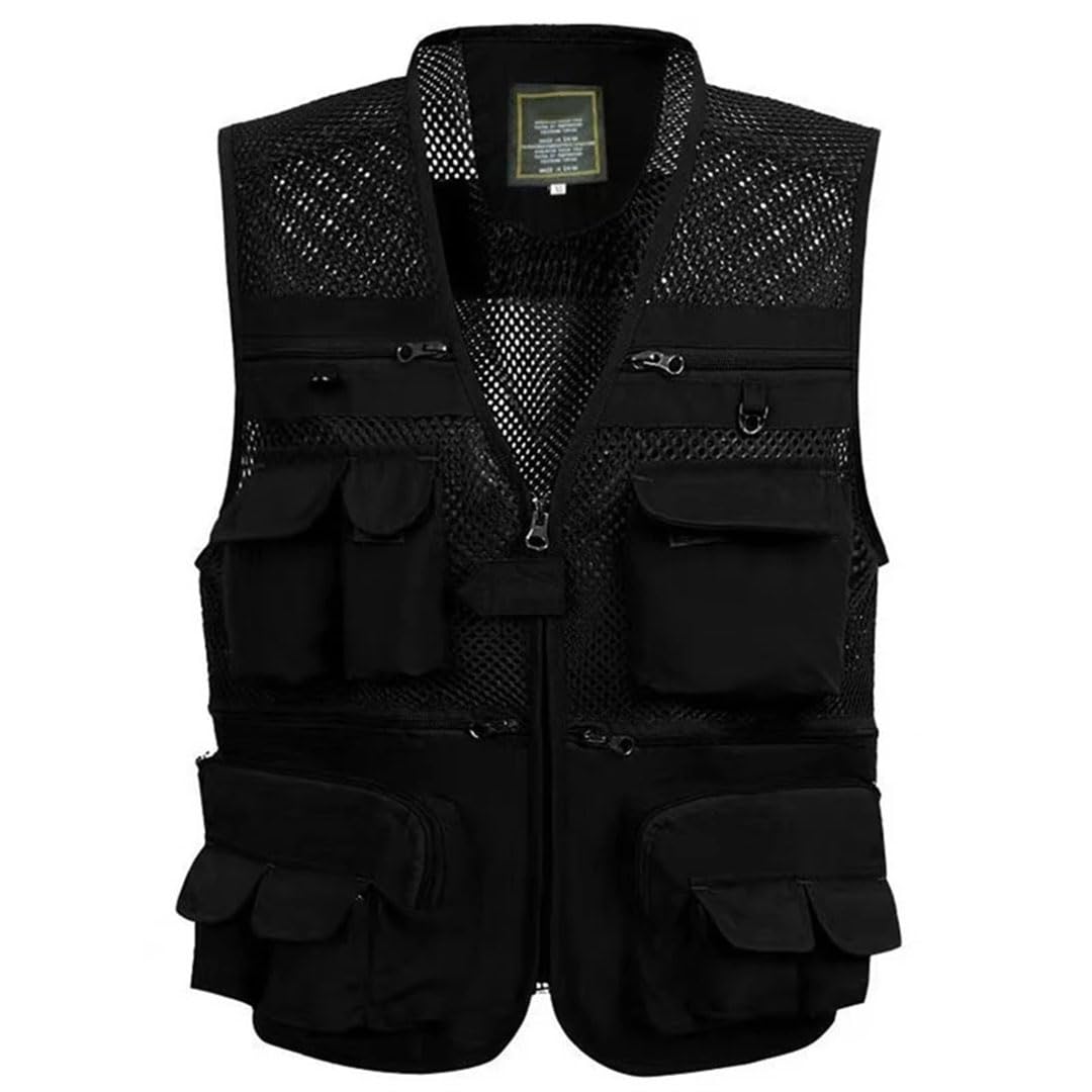 Gilet tactique en maille pour homme - Plusieurs poches - Sans manches - Pour le travail, le cyclisme, la randonnée et la photographie