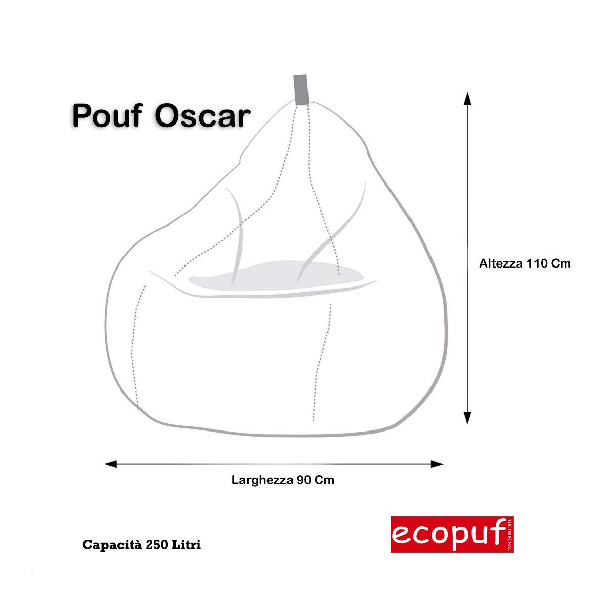 Ecopuf Oscar Modern - Pouf pera, sako, poltrona Cuscino morbido con imbottitura - Per bambini e adulti - Per la casa e l'esterno - Poliestere Resistente - 90x110cm - Dg56