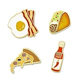 PinMart's Spice it up Hot Sauce Taco Bacon Eggs Pizza Enamel Lapel Pin Set