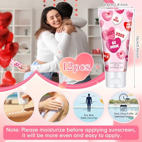 Image of 12 Pcs Travel Size Mini Sunscreen Bulk for Summer Vacation Spf 30 Water Resistant Sunscreen Lotion Sunblock for Thank You Gifts Hawaiian Wedding Pool Party Favor (Heart)