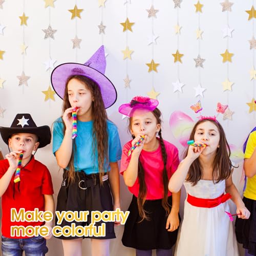 Image of Patelai 130 Feet Glitter Star Garland Banner 2026 Party Decoration Double Side Star Hanging String Streamer Paper Twinkle for Graduation Wedding Birthday (Glitter Gold and Champagne Gold,White)