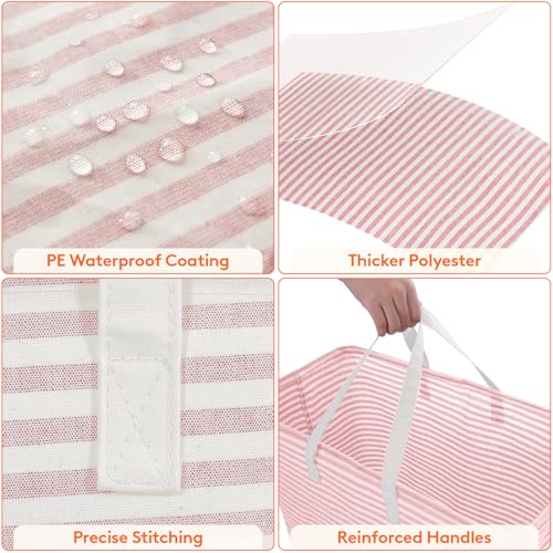 Image of Lifewit 2 Pack Laundry Basket 100L Each, Collapsible Clothes Hamper with Reinforced Handles, Freestanding Waterproof Design for Bedroom and Laundry Room, Grey&Pink 200L Total