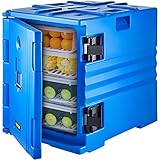 VEVOR Insulated Food Pan Carrier, 82 Qt Hot Box for Catering, LLDPE Food Box Carrier w/ Double Buckles, Front Loading Food Warmer w/ Handles, Stackable End Loader for Restaurant, Canteen, etc. Blue