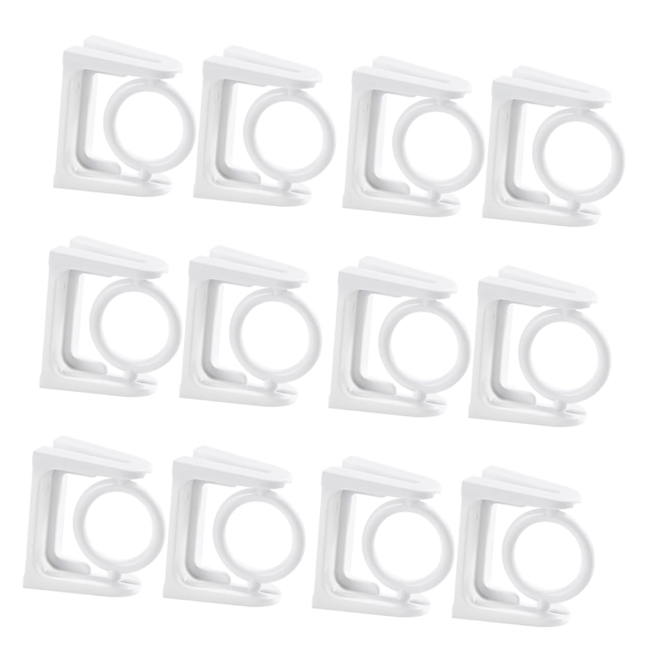 TOPBATHY 30 Pièces Supports de Rideaux Adhésifs Lot de Crochets Muraux Rotatifs Plastique Blanc Installation sans Perçage pour Barres de Tension pour Surfaces Lisses