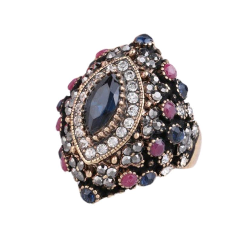 Blue Stone Ethnic Oval Ring | Alloy Material Jewelry for Women & Girls-image-19