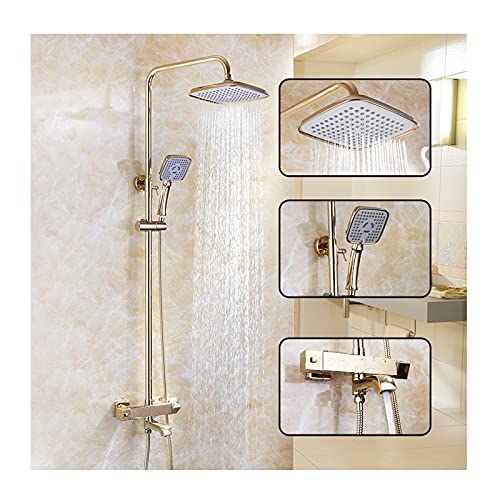 Robinet de douche mélangeur de pluie or avec mitigeur thermostatique laiton