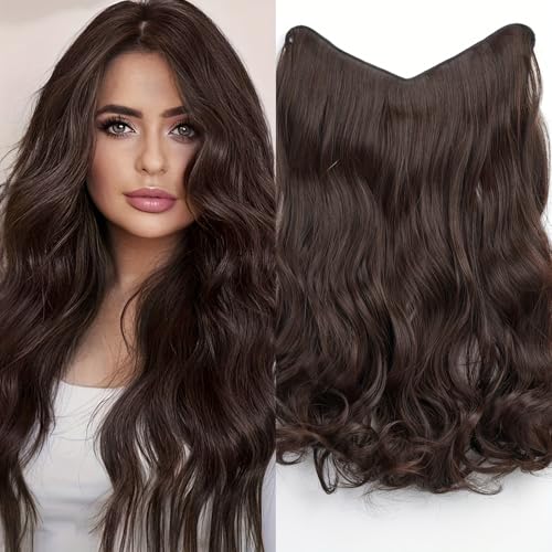 Image of Set of 1, Synthetic 24 inch 5ClipsBased Curly Wavy Hair Extension for Women (Natural Brown)