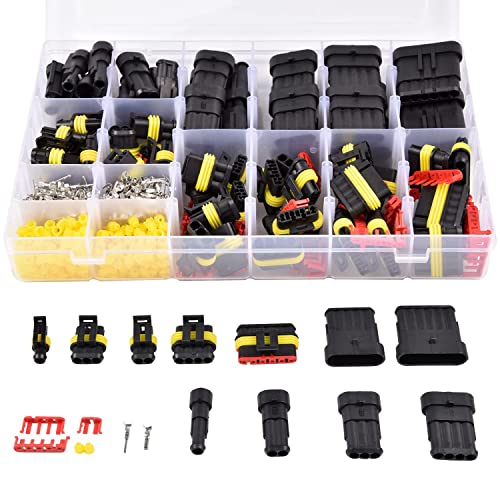 WUUDWALK 708 Stück Wasserdichte Motorrad Auto elektrische Kabelverbinder Terminals – Kabelverbinder Autostecker, 1/2/3/4/5/6 Pin Adapter Stecker Schnellverbinder Kit für Auto LKW