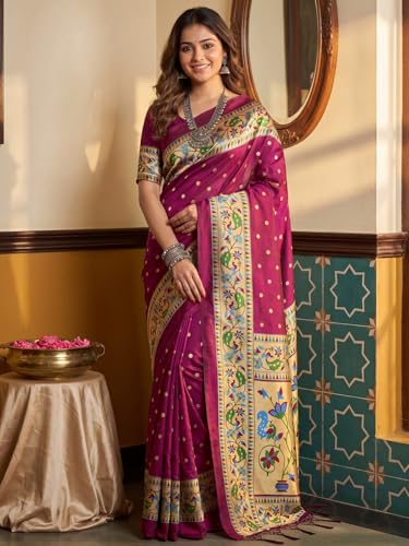 Image of AKHILAM Women's Kanjivaram Pure Soft Silk Saree For Women Saree With Unstitched Blouse Piece |Soft banarasi saree for women|silk saree pure silk