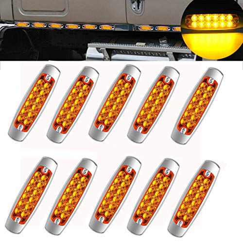 GSRECY 10 Pcs LED laterales de,12 luces LED para señalización de remolque, lado luz de marcador, luces de señalización de cabina de camión para camiones (Amarillo) Cover