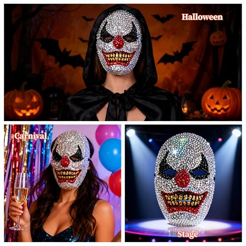 Masque de clown à strass de qualité supérieure pour soirée