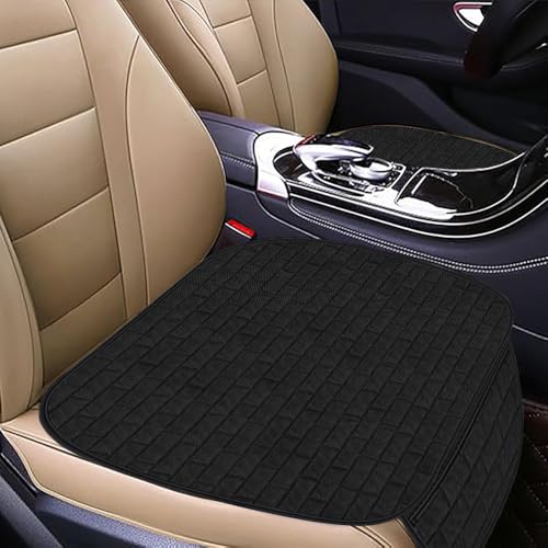 Huucozn Cuscino Sedile Auto Anteriori Antiscivolo,Cuscini Sedili Anteriori Universale,Copri Sedile Auto in Tessuto Morbidi e Traspiranti per Seggiolino Auto, SUV (Nero,58.7 * 47.6cm)