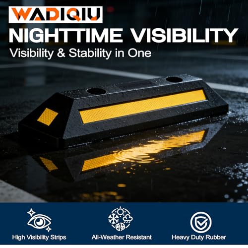 WADIQIU 4 Pack 21.7inch Parking Stopper for Garage with Reflective Stripes by WADIQIU - Used condition - Image 5