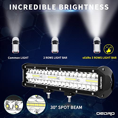 Image of OEDRO 12 Inch LED Light Bar 300W - Tri-Row Spot Flood Combo