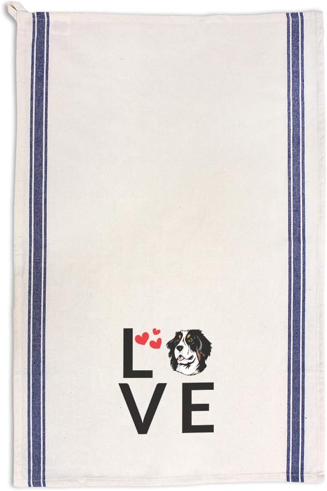 Custom Decor Kitchen Towels Love Hearts Bernese Mountain Dog Pets Dogs Cleaning Supplies Dish Towels Multi Stripe Design Only