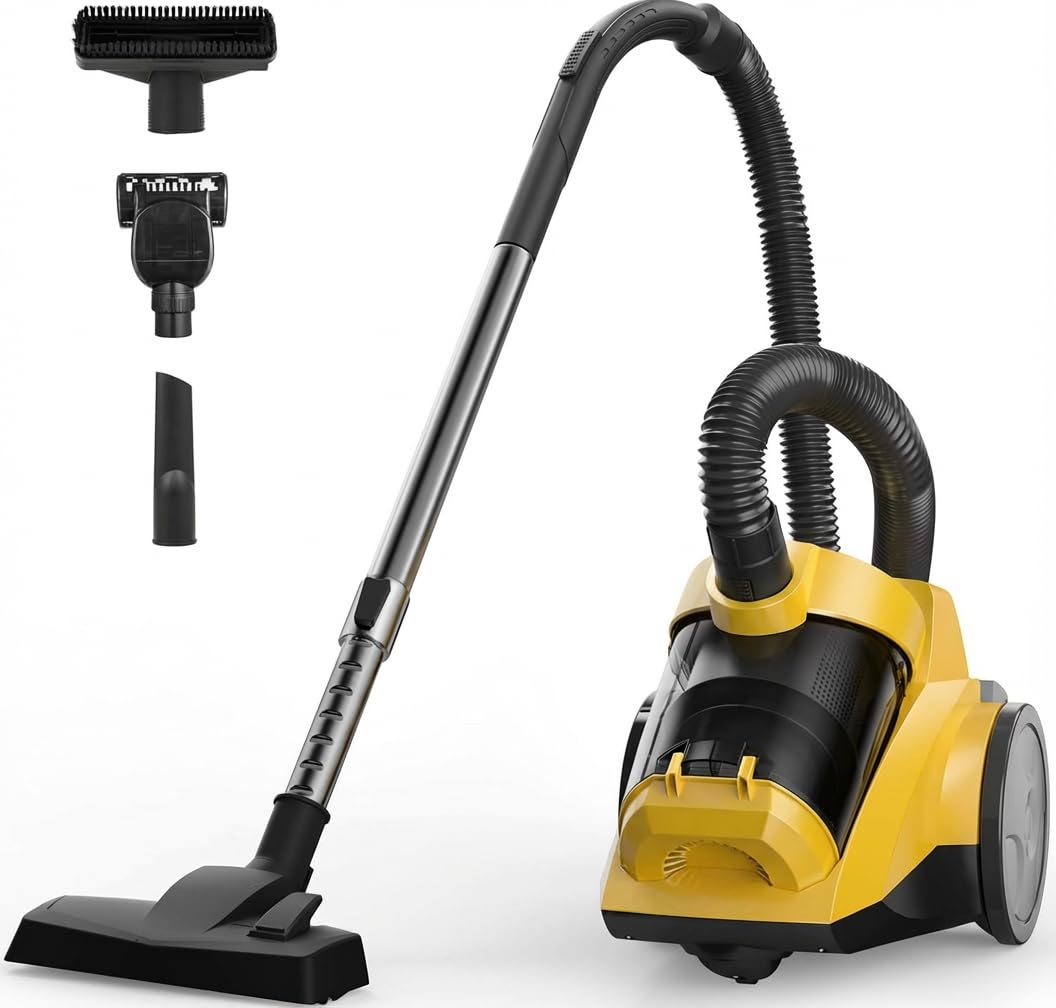 Sweepcent Canister Vacuum Cleaner with Adjustable Suction, Lightweight, Long Power Cord, Multi-Surface for Hard Floors and Carpets
