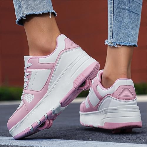 HHSTS Roller Skate Shoes for Kids Boys Girls Upgraded Fashion Sneakers with Detachable 4-Wheels for Kid Sport Shoes Christmas Birthday Gifts 6