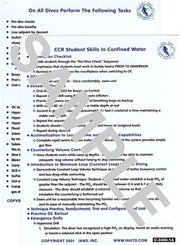 IANTD CCR Skills Sheet Set, Confined (C-3400-1) and OW (C-3400-2)