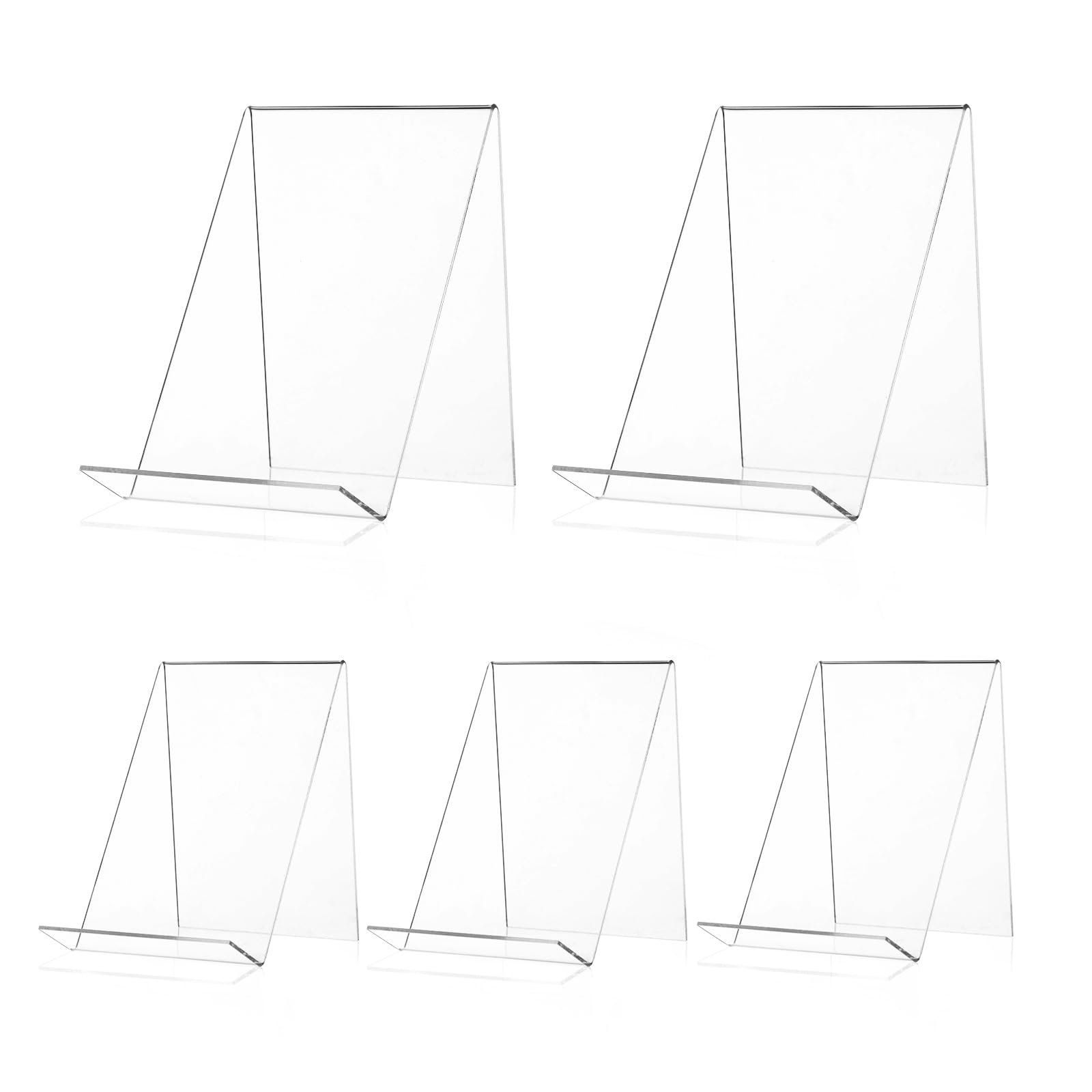 Set de 5 sujetalibros transparentes de acrílico, soporte libros, 13 x 11,5 x 10 cm, simple y hermoso, resistente al desgaste y fácil de limpiar - Ideal para libros, revistas y como expositor.