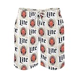 Yarepard Mil-ler Li-te Men's Beach Shorts Swim Trunks Quick Dry Beachwear Sports Running Swim Board Shorts Mesh Lining Large, White2