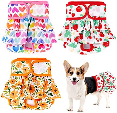 Alltope 3 Pack Female Dog Belly Bands Washable Male Dog Diapers, Reusable Strong Water Absorption Washable Diapers with Adjustable Fastener for Male Dogs, Puppy(Medium)