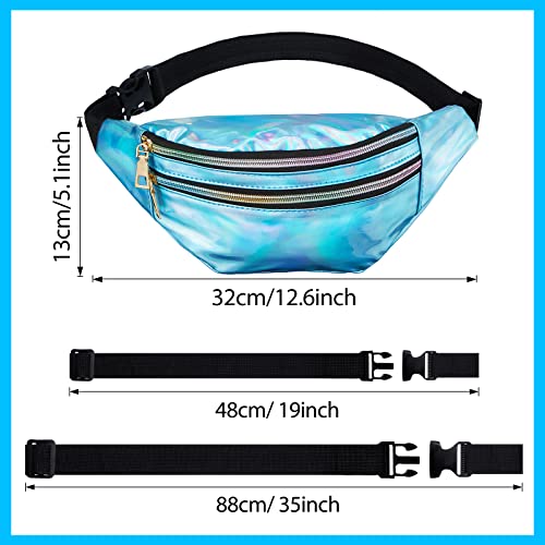 Tessco 20 Pieces Holographic Fanny Pack Bulk 80s 90s for Women Shiny Waist Pack Metallic Color with Adjustable Belt Activities, Stylish Style