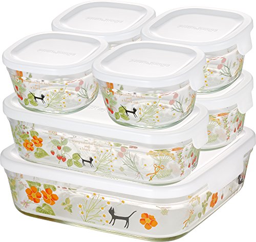 iwaki(イワキ) 耐熱ガラス 保存容器 シンジカトウ colorful herbs 7個セット パック&レンジ PS-PRNSNB71