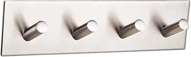 ETiME Self-Adhesive Towel Hooks, 4-Pack Stainless Steel Wall Hooks for Bathroom & Kitchen