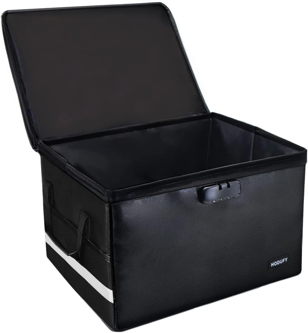 Hodufy Lockable Fireproof File Box(40x31x25cm),Large Fireproof