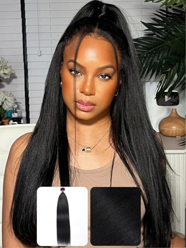 KLAIYI Yaki Straight Bundles Human Hair Weaves...