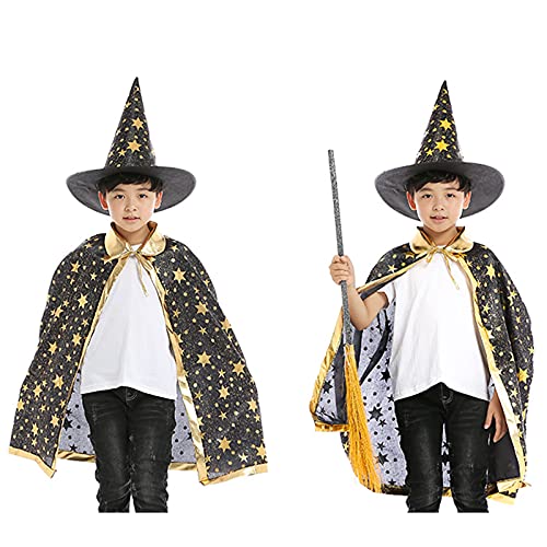 Cardigan Pour Garçons Manches Longues Costume Cape enfant en bas âge + chapeau garçons bébé Cape filles Cosplay ensemble enfants Halloween fête Doudoune Longue Noire Garçons (Black, One Size) Cover