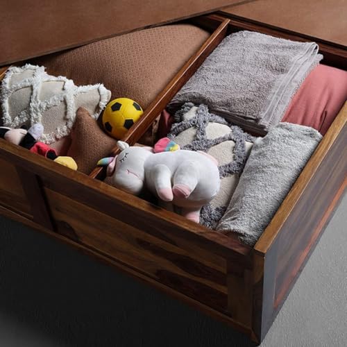 Image of Bed Solid Sheesham Wood for Your Bedroom Delivery Condition-DIY(Do-It-Yourself) Solid Wood Queen Box Bed (Finish Color - Honey Finish, Delivery Condition - DIY(Do-It-Yourself))