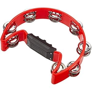 GEWA beatring halve maan – 16-paar verchroomde schellen – twee rijen – kleur rood
