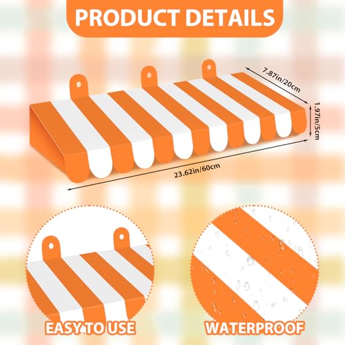 Image of 2 Piece Circus Awning Decoration 3D Carnival Tent Awning Wall Decorations for Circus Theme Party, Carnival Stand, Party Favors Supplies (Orange and White)
