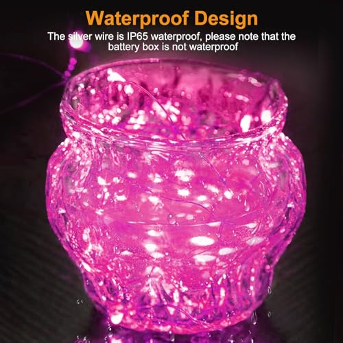 Image of btfarm Valentine's Day 12 Pack Pink Fairy Lights Battery Operated 3 Modes, 7ft 20 Led Twinkle String Lights Waterproof, Bulk Small Mini Light for Mason Jars Christmas Vases Wedding Table Decorations