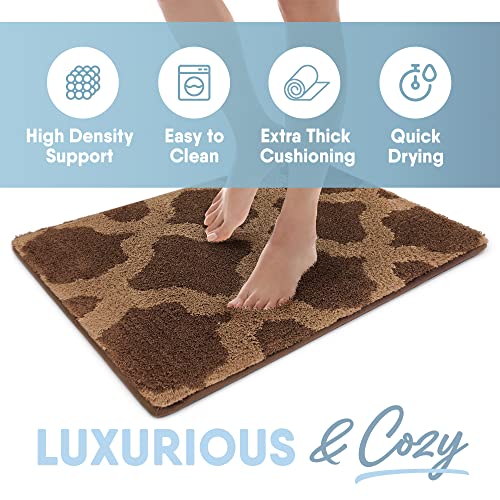 Microdry Home Inspirations Collection Soft & Cozy Bath Mats For Bathroom, Memory Foam Bathroom Rugs With Skid Resistant Base, Ultra Absorbent Microfiber Bath Mat, 17X24, Small, Brown #TOP3