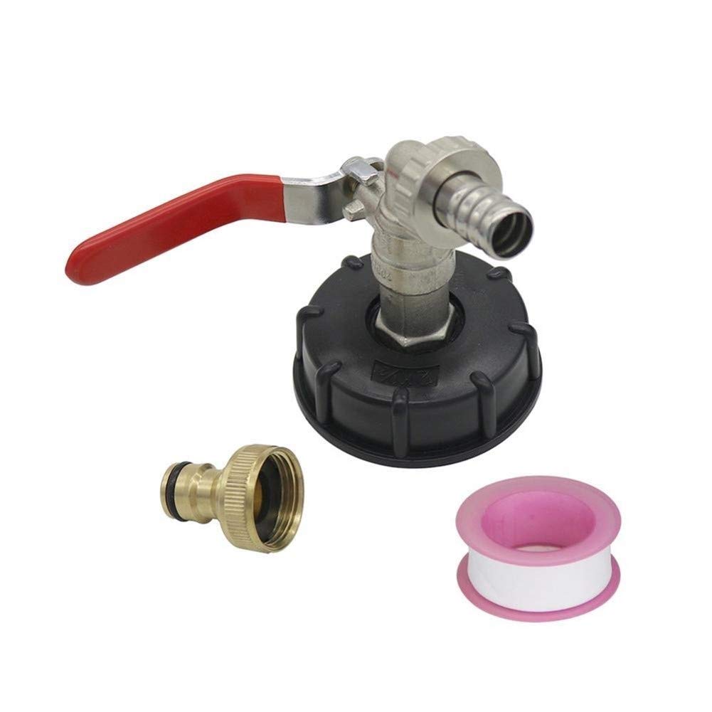 Złącza wody ogrodowej Adapter kranu spustowego 60 mm gwint żeński do 1/2 "gwint męski IBC zestaw adaptera zaworu zbiornika żelazny mosiężny kran (kolor: 1) (1)