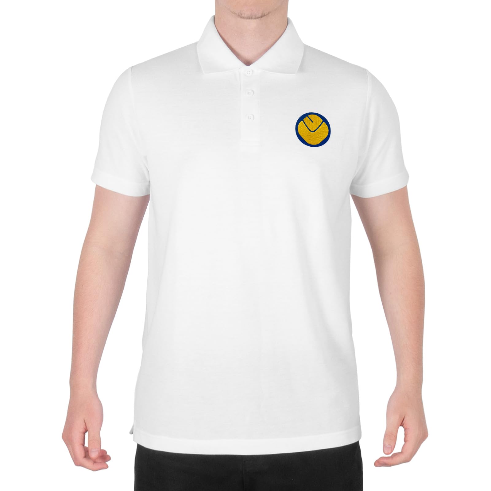 fan originals Leeds Polo Shirt Adults White Smiley XL