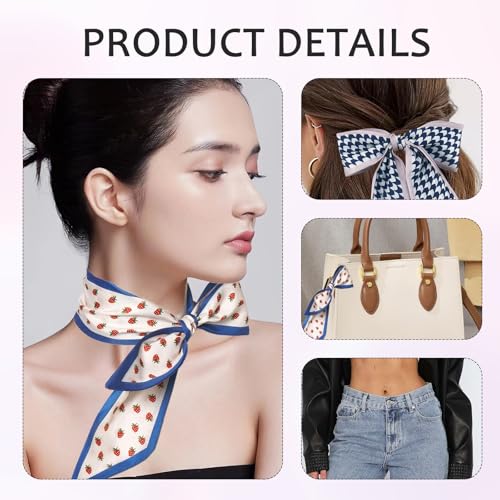 8 PCS Satin Scarf, Multifunctional Purse Scarf, Suitable for Ladies and Girls, Can be Used as Headscarf, Wristband, Handbags, Bag Accessories, Bohemian Style, Fashion and Versatile. 5