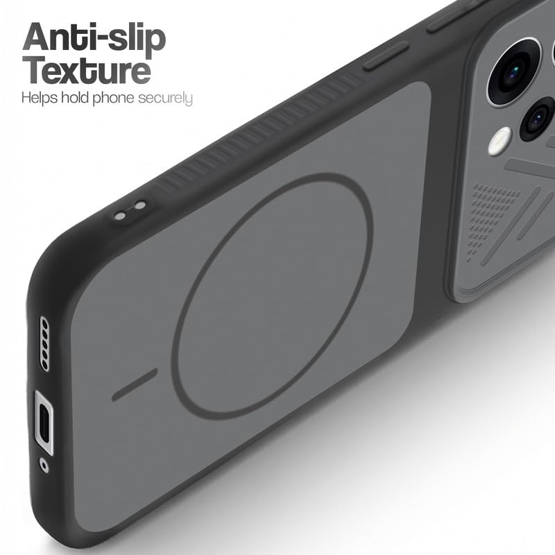 Image of Mr. Case Back Cover for Oppo Reno 15 5G | Ring Design Protective Case with Camera Cut Protection | Anti Slip Grip | Shockproof Mobile Cover - Black