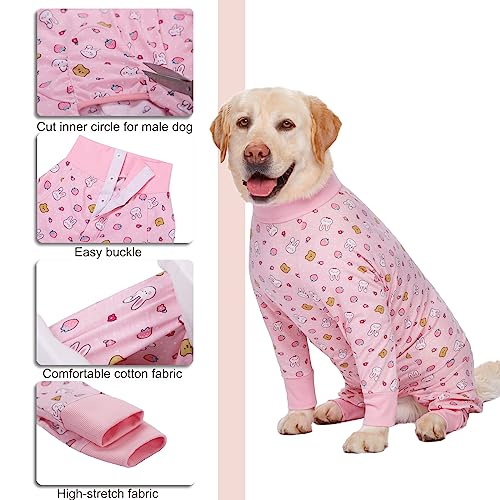 Image of Recovery Suit for Large Medium Dogs After Surgery, Soft Breathable Anti Licking Dog Onesie E-Collar & Cone Alternative, Pet Bodysuit for Preventing Hair Loss Full Cover Wound(6XL, Pink Bunny)