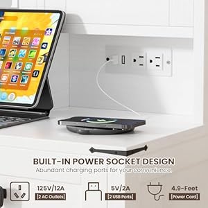 Farmhouse Vanity and Vanity Stool, Makeup Vanity Mirror with Lights, Built-in Power Strip, with 2 Silent Sliding Drawers & Storage Cabinets,2 Storage Shelves Vanity for Bedroom, White Farmhouse Vanity and Vanity Stool Makeup Vanity Mirror with Lights Built in Power Strip with 2 Silent Sliding Drawers Storage Cabinets2 Storage Shelves Vanity for Bedroom White