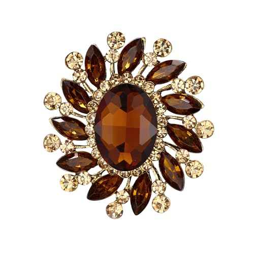BriLove Austrian Crystal Rhinestone Gorgeous Oval Marquise Brooches for Women