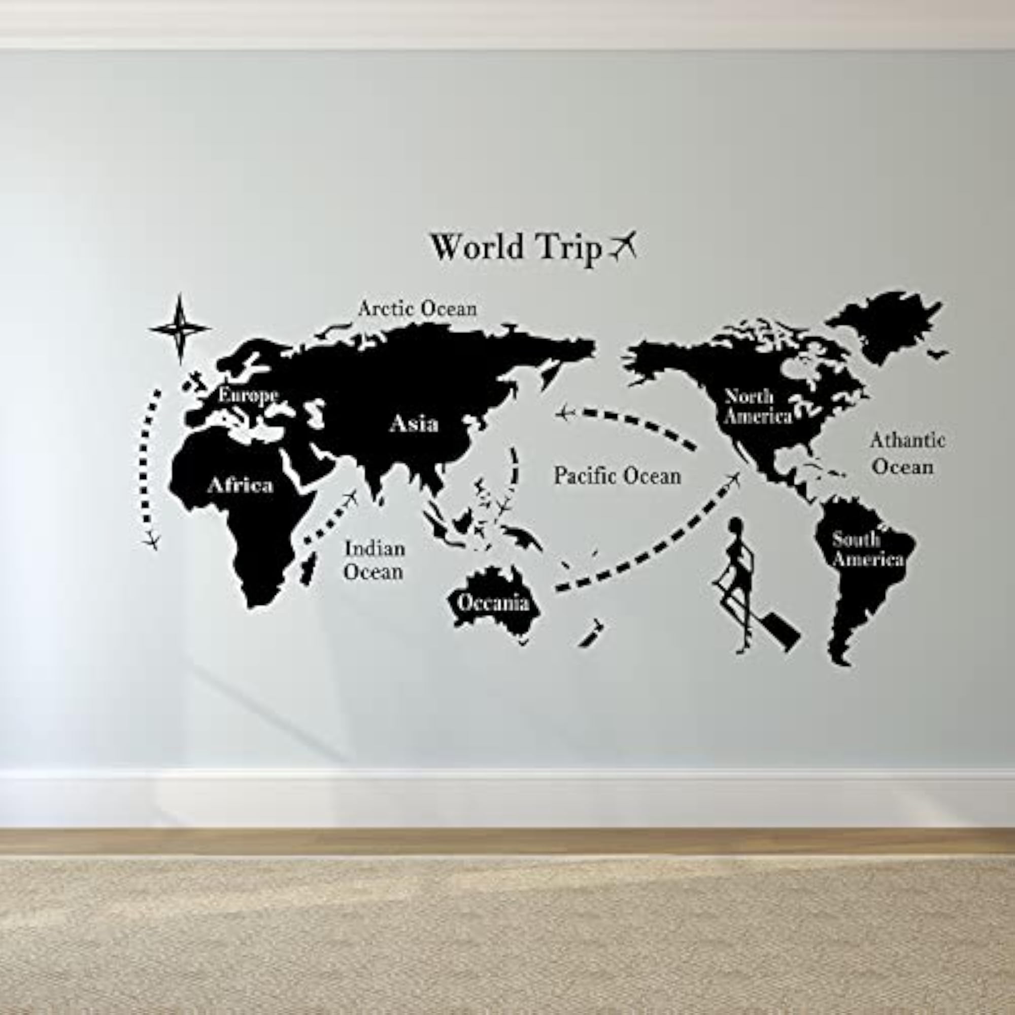 World Map Vinyl Wall Sticker for Home Decoration