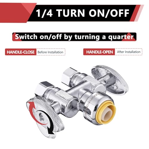 Image of 10Pcs EFIELD 1 /2 inchPush x Dual 3 /8 inchOD Straight Stop Valve(PF-VALVE039-10)