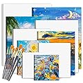 IGUGI Tele per Dipingere,10 PCS Art Tela Bianca,con un set di pennelli,Adatto per Pittura ad Olio e Acrilico, Anche per Bozze e Disegni